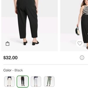 Black Women's Pants Cropped Length The A New Day Wide Elastic Waistband pants